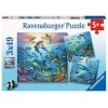 Ravensburger - Casse-tête 3X49mcx - Le monde animal de l'océan