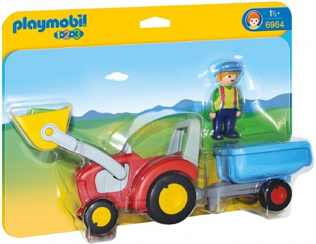 Playmobil 6964 1-2-3 Fermier avec tracteur et remorque